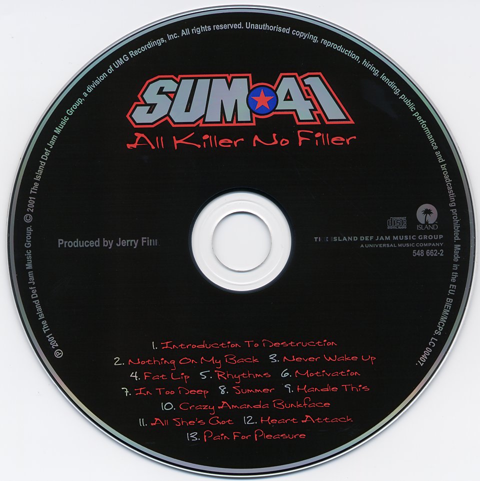Sum 41  All Killer no filler  cd